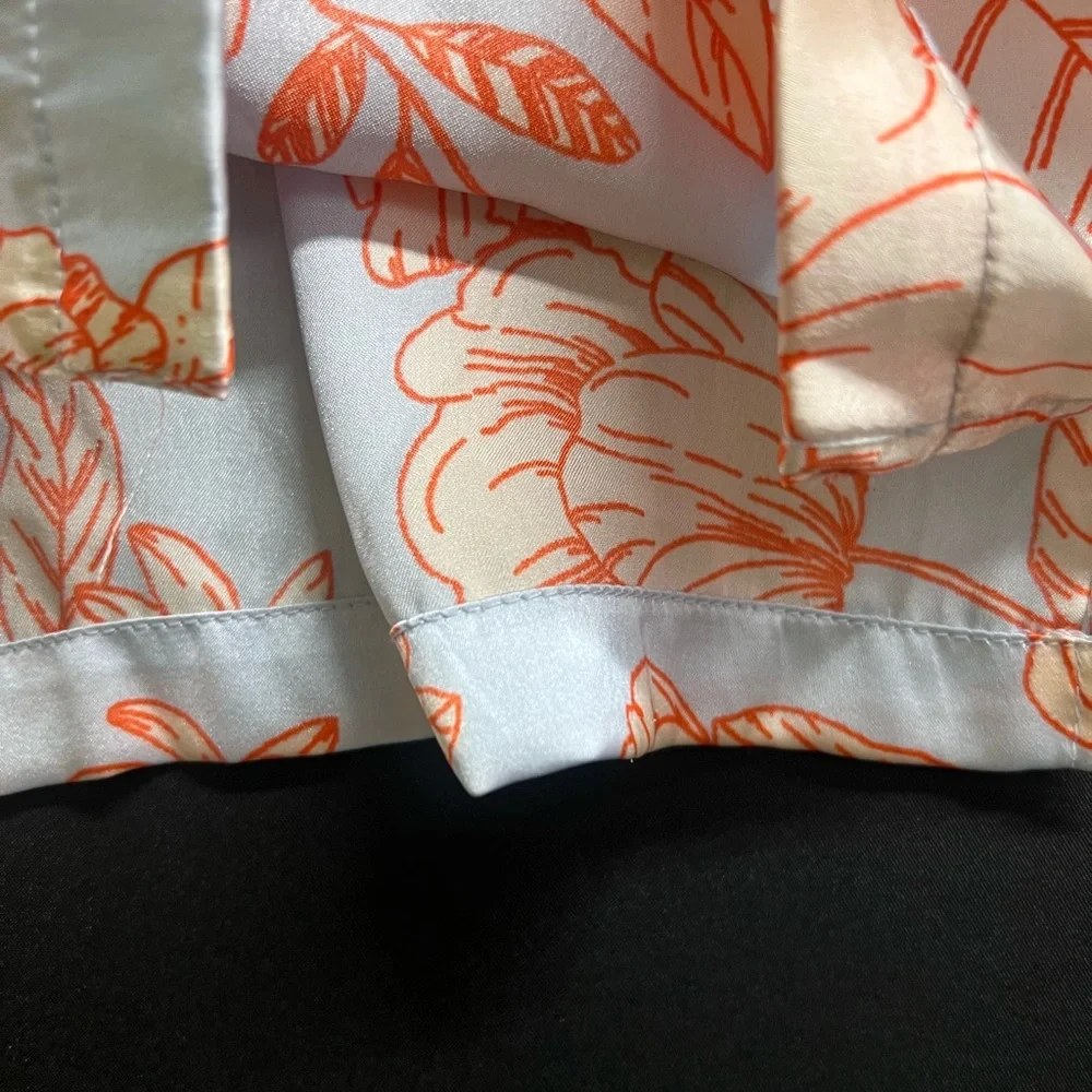 Joie‎ top Satin Pajamas Sz m Blue Orange Floral Pockets